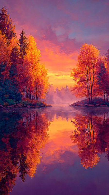 Autumn Lake Reflection 4K Nature Wallpaper