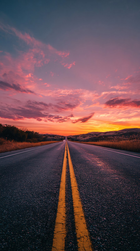 colorful sunset highway landscape 4k free wallpaper download
