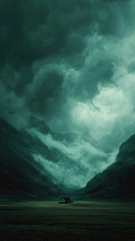 dark misty mountain valley landscape 4k wallpaper free download