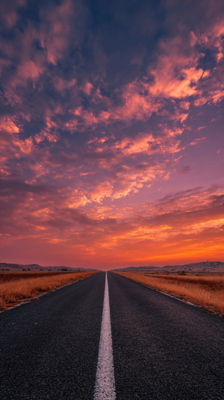 dramatic sunset highway landscape 4k wallpaper free download