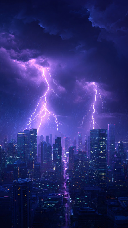 Dynamic City Thunderstorm 4K HD Wallpaper