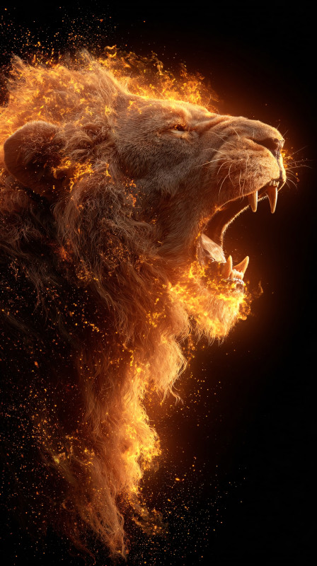 Fiery Lion Roar 4K HD Wallpaper