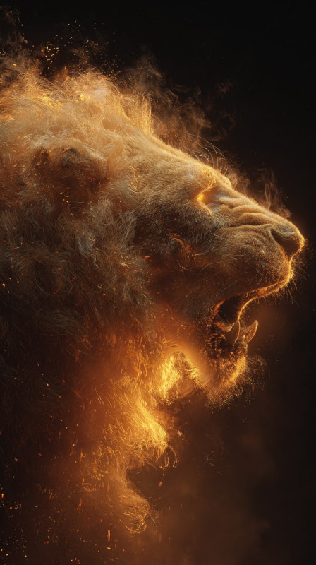 Fiery Lion Roar 4K HD Wallpaper