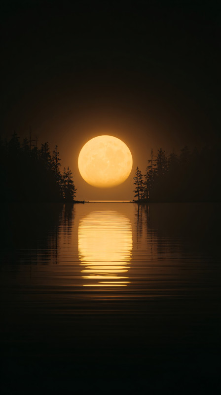 golden full moon lake reflection 4k wallpaper free download
