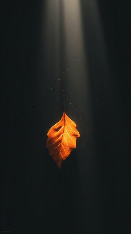 Golden Leaf in Darkness 4K HD Wallpaper