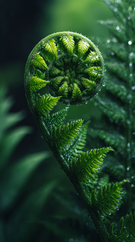 Lush Green Fern Spiral HD Wallpaper