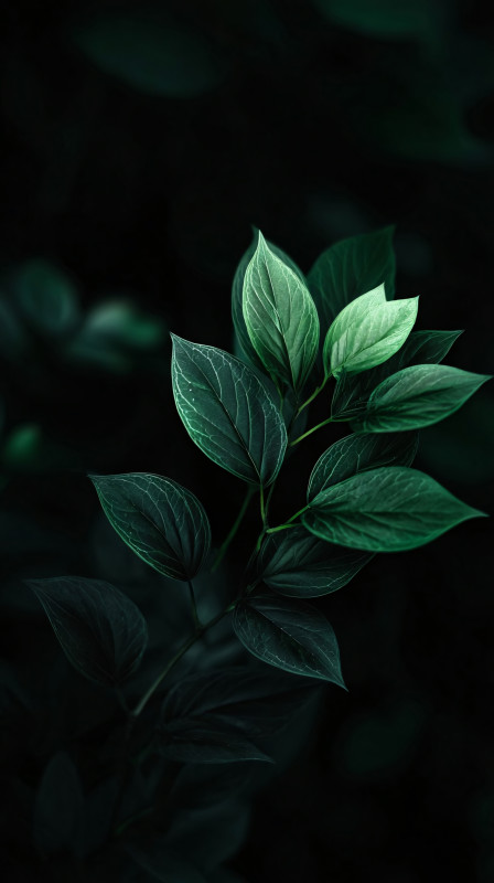 minimal green leaves dark aesthetic 4k wallpaper free download