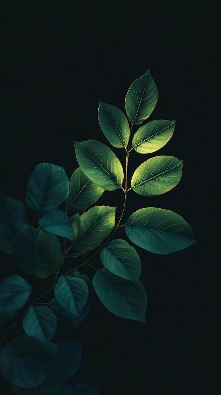 minimal green leaves dark aesthetic 4k wallpaper free download