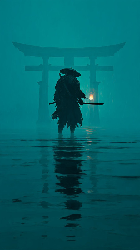 Mystical Samurai Silhouette 4K Wallpaper