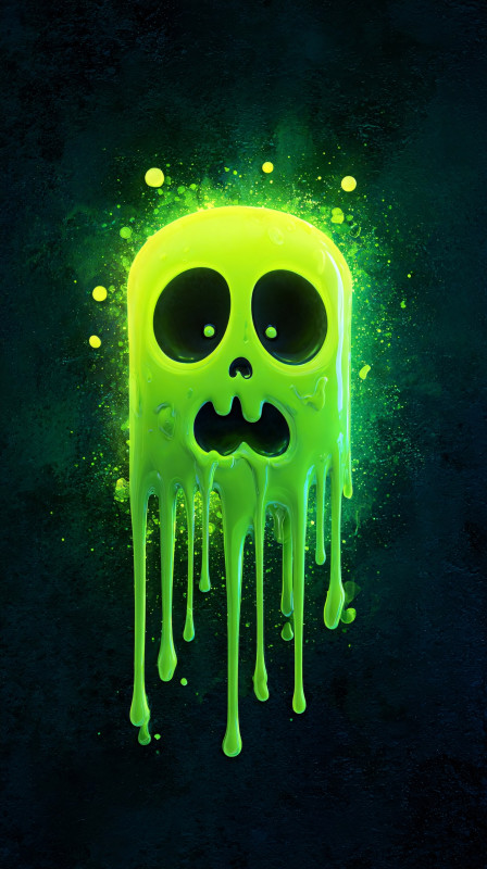 neon green dripping skull dark 4k wallpaper