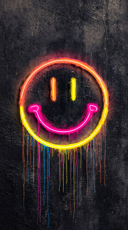 neon smiley graffiti art 4k wallpaper free download