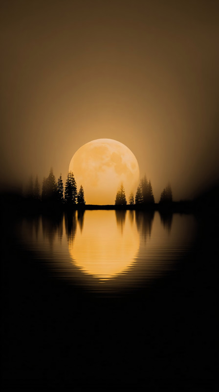 Serene Full Moon Reflection iPhone Wallpaper