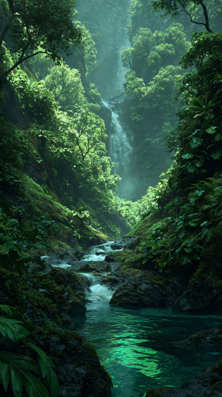 Serene Jungle Waterfall 4K HD Wallpaper