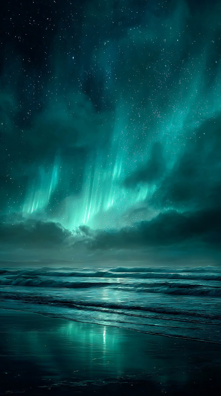 Stunning Aurora Over Ocean 4K HD Wallpaper