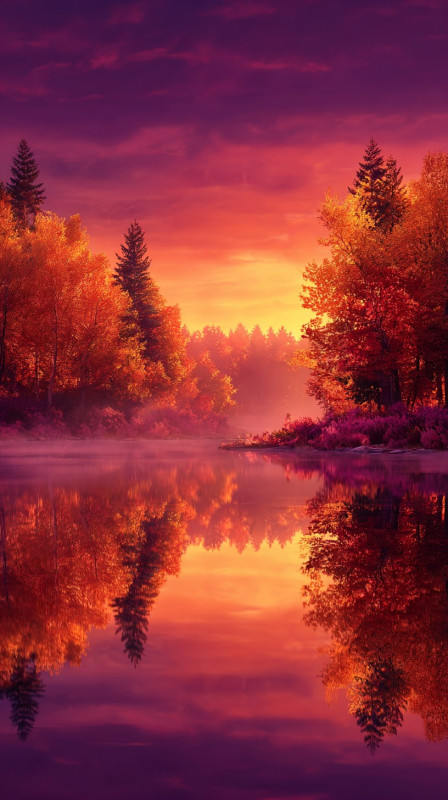 Stunning Autumn Sunset Lake 4K Wallpaper