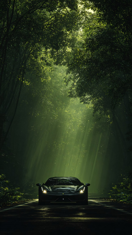 supercar jungle road sun rays 4k wallpaper free download